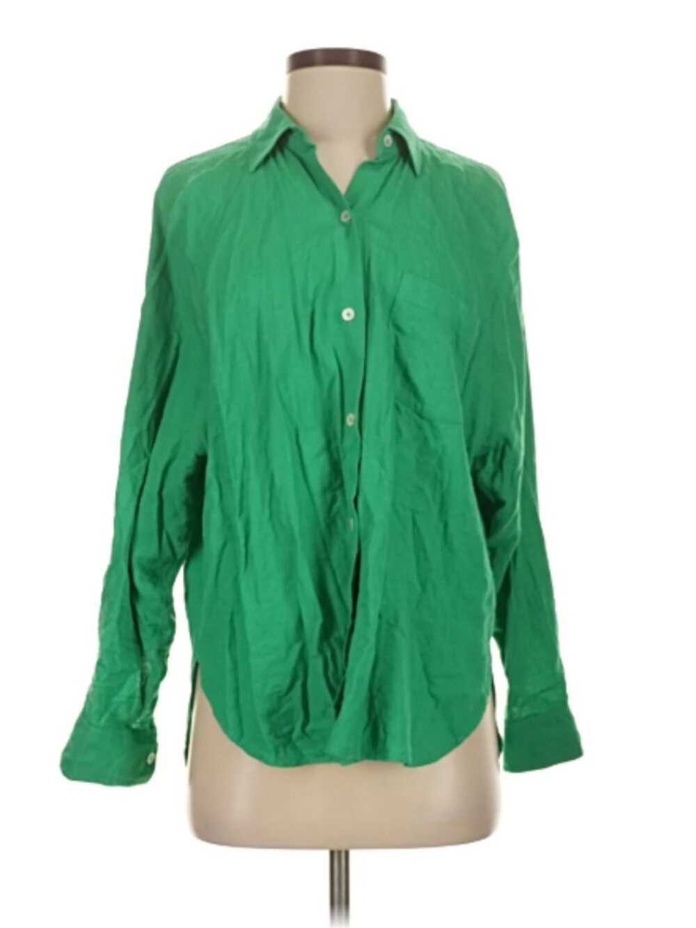 Aritzita Wilfred Free Green Linen Blend Button-Up Collared Shirt Women’s Size S